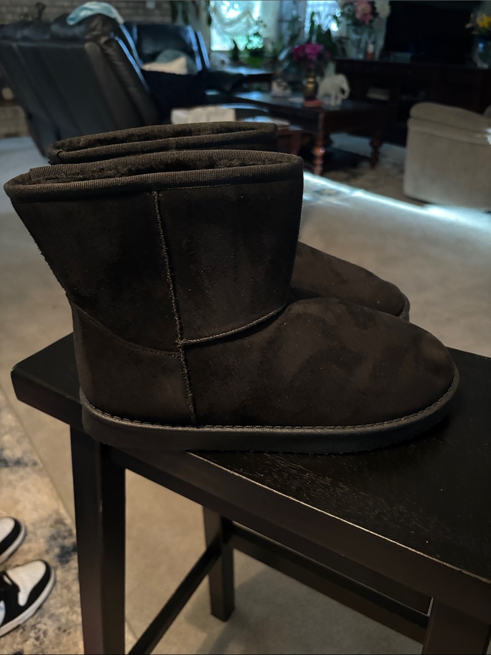 Xappeal Black Faux-Suede Cozy Boot Slippers